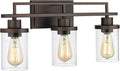 Emliviar 3-Light Vanity Light for Bathroom - Farmhouse Bathroom Light Fixtures in Oil Rubbed Bronze Finish with Clear Glass, YCE238B-3W ORB