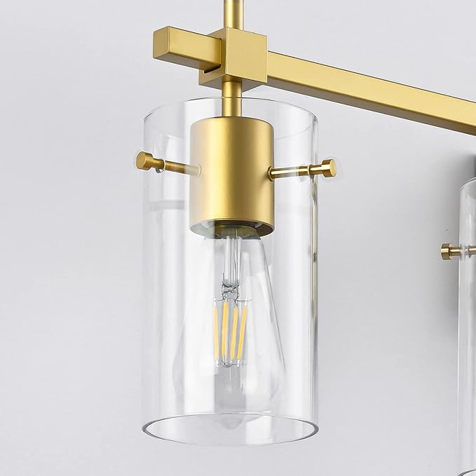 SOLFART Gold Bathroom Light Fixtures Vanity Lights for Mirror 5 Lights Bathroom Vanity Light Wall Sconce