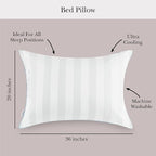 Kate Spade New York Ultra Cooling Pillow 20" x 36", 300 Thread Count Pillow with Moisture Wicking Technology, Ideal for All Sleep Positions, King, White