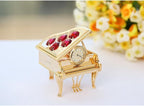 Matashi 24K Gold Plated Vintage Piano Desk Clock for Shelf Desktop Tabletop Clock with a Luxury Gift Box - Gift for Musician New Year Christmas Birthday Valentine Day Anniversary Mother's Day