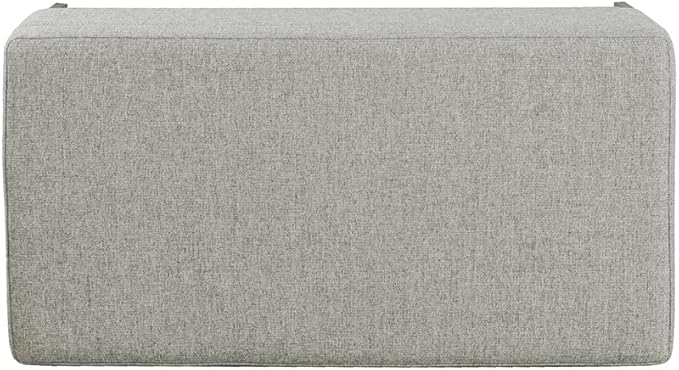 HomePop Upholstered Storage Bench with Metal Leg, 32" W, Gray Fabric