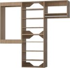 Modular Closet System, 72" Wide Closet Organizer System with Towers and Hanging, Wood Closet Tower Storage for Walk In Closets, Wall Mounted Wardrobe Organizer Kit System, Bedroom, Wood