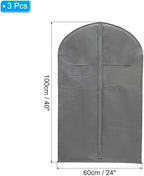 PATIKIL 40" Garment Bag, 3 Pack Breathable Suit Bag for Storage Hanging Clothes Dustproof Garment Covers for Suits Coats Dresses, Gray