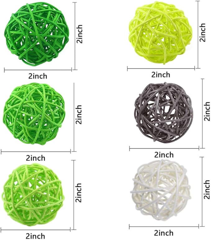 DomeStar 24PCS Green Decorative Balls for Bowl Centerpiece, 2 Inch Rattan Balls St. Patrick's Day Bowl Fillers Decor, Wicker Twig Orbs Spheres, Home Vase Table Decor