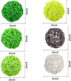DomeStar 24PCS Green Decorative Balls for Bowl Centerpiece, 2 Inch Rattan Balls St. Patrick's Day Bowl Fillers Decor, Wicker Twig Orbs Spheres, Home Vase Table Decor