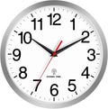Atomic Wall Clock Modern 14 Inch Battery Operated Analog Clock Decorative for Bedroom Kitchen Bathroom Office Home Living Room (Silver)