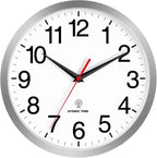 Atomic Wall Clock Modern 14 Inch Battery Operated Analog Clock Decorative for Bedroom Kitchen Bathroom Office Home Living Room (Silver)