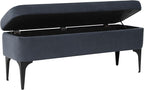 HomePop Upholstered Storage Bench with Metal Leg, 42" W, Blue Velvet