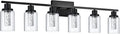 MELUCEE LED Vanity Lights for Bathroom, 6-Light Dimmable LED Bathroom Light Fixtures Black with Crystal Bubble Clear Glass Shade 3000K-6000K LED Wall Light Fixture for Bathroom, Built-in LED Chips