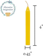 Alternative Imagination Yellow Chime Candles - 20 Pack of Unscented 4 Inch Mini Taper Candles - Dripless Long Burning Ritual Candles for Meditation, Spell Work, Birthdays, Ceremonies & Home Decor