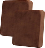 hyha Velvet Couch Cushion Covers, Soft Sofa Seat Covers for sectional 2 Cushion Couch Washable, Magic Sofa Slipcover with Elastic Bottom, Non-Slip Furniture Protector for Pets, Kid(2PC, Brown)