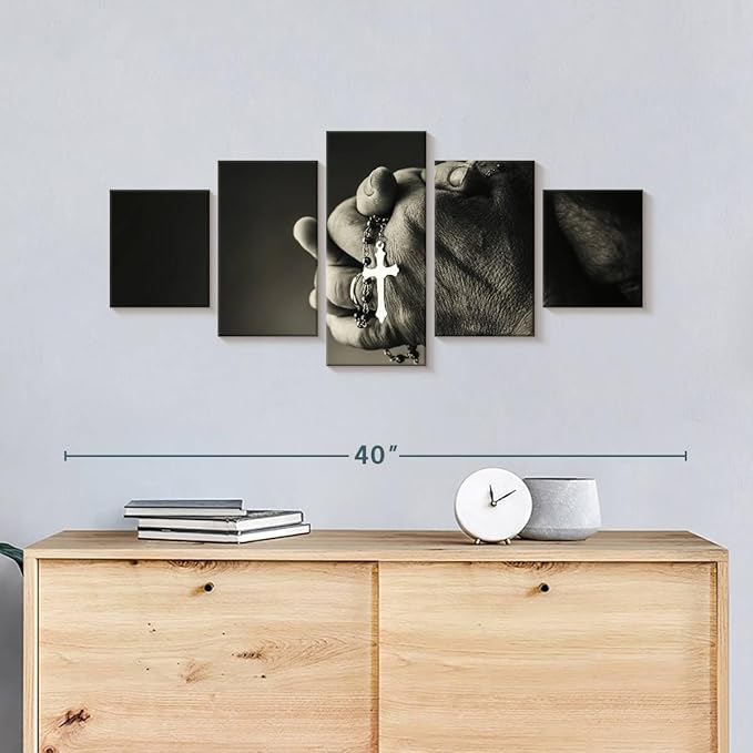 Elephant Stock Christian Prayer Canvas - 5 Panel Pictures Decor - Digital Design Canvas Print - Christian Wall Decor - 36" X 15"