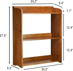 Pink Bookcase by Natural Wood, 4 Tier Bookshelf, Small Book Shelves Freestanding Display Storage Shelves. Open Bookshelf for Bedroom, Living Room and Office (Brown, 3 Tier Simple)