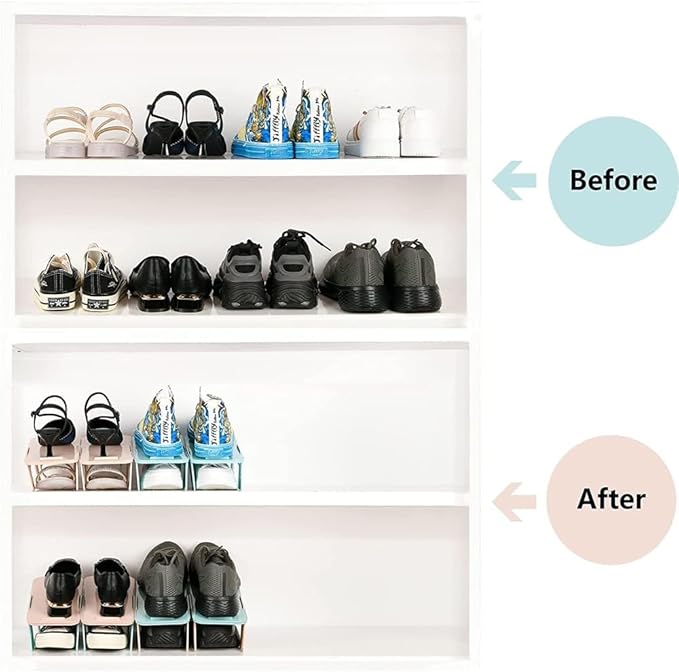 20-PACK Shoe Slots Organizer, New Upgrade Double Layer Shoe Stacker, White Stack Shoe Rack Holder Storage Space Saver For Closet Organization And Storage Shoes