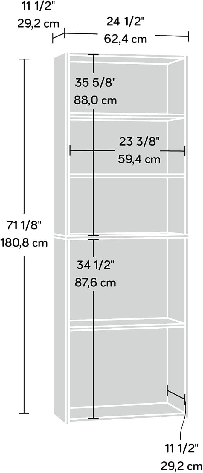 Sauder Beginnings 5-Shelf Bookcase, Bookshelf with Adjustable Storage Shelves, in Brook Cherry