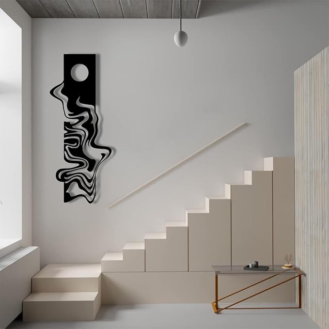 yumcake Modern Metal Wall Decor, Abstract Metal Wall Art, Modern Wall Decor, Abstract Wall Sculpture, Office Living Room Decor, Surprise Gift (Black, 30 x 13 inches / 76 x 32 cm)