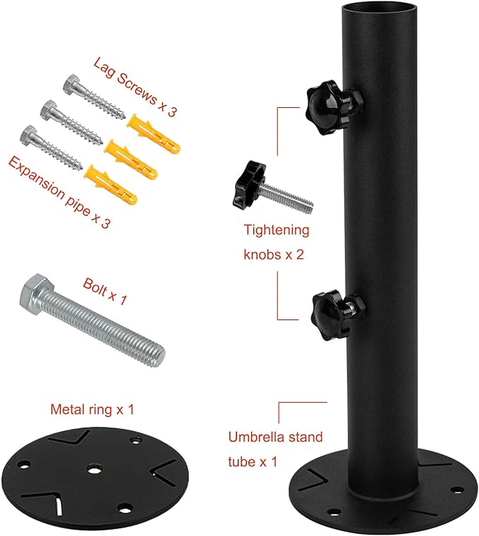 Universal Granite Umbrella Stand Tube, Stone Umbrella Tube Base for Outside, Heavy Duty Marble Flag Pole Stake Holder, Table Umbrella Tube Bracket,DIY Metal Tube Umbrella Mount
