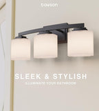 Adam Modern 3-Light Vanity Light Industrial Wall Sconce Lighting Fixture with Etched Glass Shade in Dark Bronze Black Finish for Bathroom, Hallway, Kitchen, Mirror