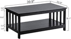 ChooChoo Mission Coffee Table, Black Wood Living Room Table with Shelf, 40 Black