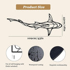 GDSPD Large 3D Metal Shark Wall Decor, Shark Line Wall Art, Metal Wall Art Decor, Metal Shark Sculpture, Ocean Fish Wall Hanging Shark Metal Wall Decor Art Wall Decorations for Living Room Bedroom (2 Pcs (Black))