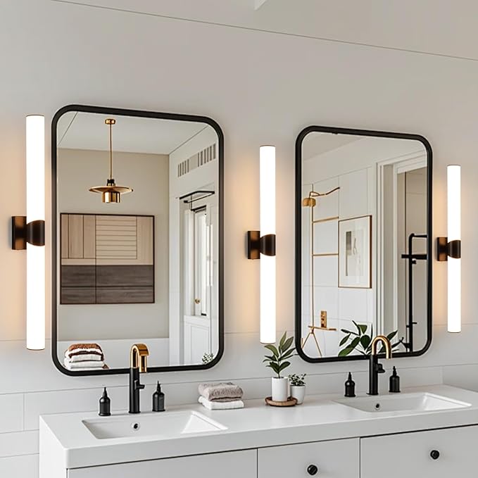 Modern Wall Sconce 30.4 Inch Black Bathroom Sconces Led Wall Lights with Acrylic Shade Hardwired Long Vanity Lighting Fixtures Over Mirror for Bedroom Living Room Hallway