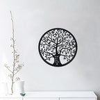 ESTART 11 Inches Tree of Life Wall Art Metal Tree Life Wall Decor Family Tree Wall Plaque Wall Hanging Sculptures for Balcony Porch Bedroom Living Room Kitchen Garden Office Indoor Outdoorr (Black)