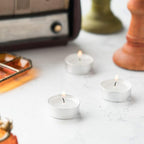 Tealight Candles - 4 Hours - Giant 100,200,300 Bulk Packs - White Unscented European Votive Smokeless Tea Lights for Shabbat, Weddings, Christmas, Home Decorative- 100 Pack