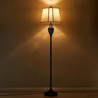 Luvkczc Vintage Floor Lamp - Brown Resin 6-Sided Carved Hollow Light Design, Mid-Century Modern Standing Lamp for Living Room, Bedroom, Study(Bulb Included)
