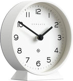NEWGATE® M Mantel Echo Desk Clock | Modern Round Design | White | Easy to Read Numbers | Contemporary Style for Desk, Table, Shelf or Bedside
