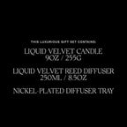 Antica Farmacista Nickel Home Ambiance Gift Set - Luxury Scented Candle (9 oz), Reed Diffuser (8.4 fl oz) & Nickel-Plated Tray - Home Decor Gift Box - Liquid Velvet