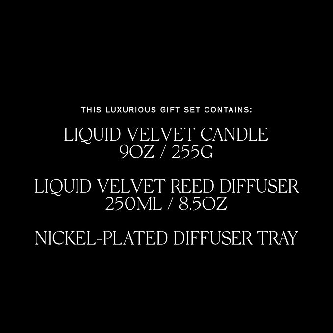 Antica Farmacista Nickel Home Ambiance Gift Set - Luxury Scented Candle (9 oz), Reed Diffuser (8.4 fl oz) & Nickel-Plated Tray - Home Decor Gift Box - Liquid Velvet