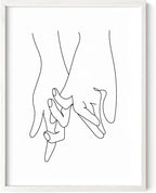 Holding Hands Wall Art Interlocking Fingers Continuous Line Drawing Love Connection 12x16 Inch Oak Wood White Framed Modern Romance Print for Bedroom