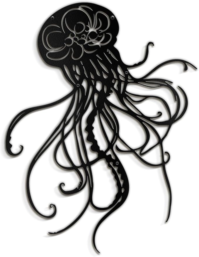 SIGNLEADER Metal Wall Art Decor Octopus Minimalist Modern Abstract Wall Sculpture Hangings Home Decoration for Living Room, Bedroom, Bathroom, Kitchen, Outdoor - 18" Black