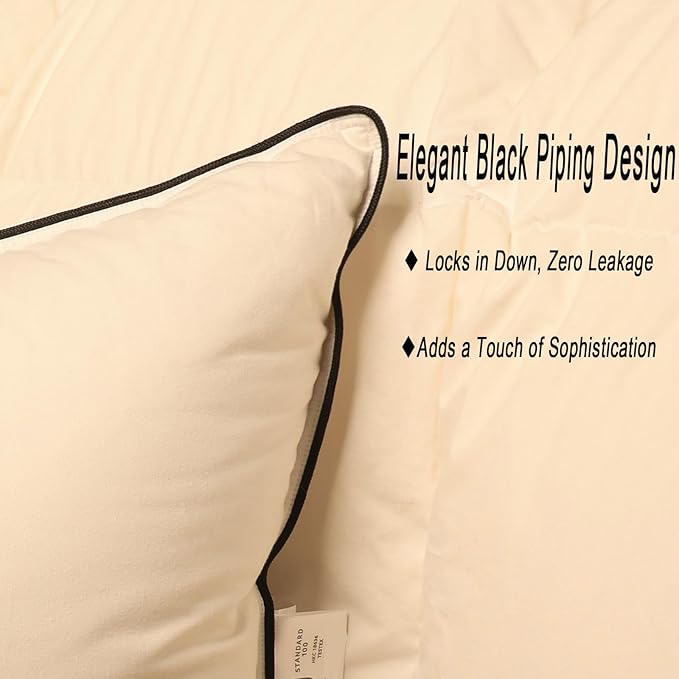 Luxurious Down Pillows - Standard Size, High Fill Power, Breathable Cotton Blend Shell,Down Pillow Ideal for Every Night (Pure White, Standard (Pack of 1))