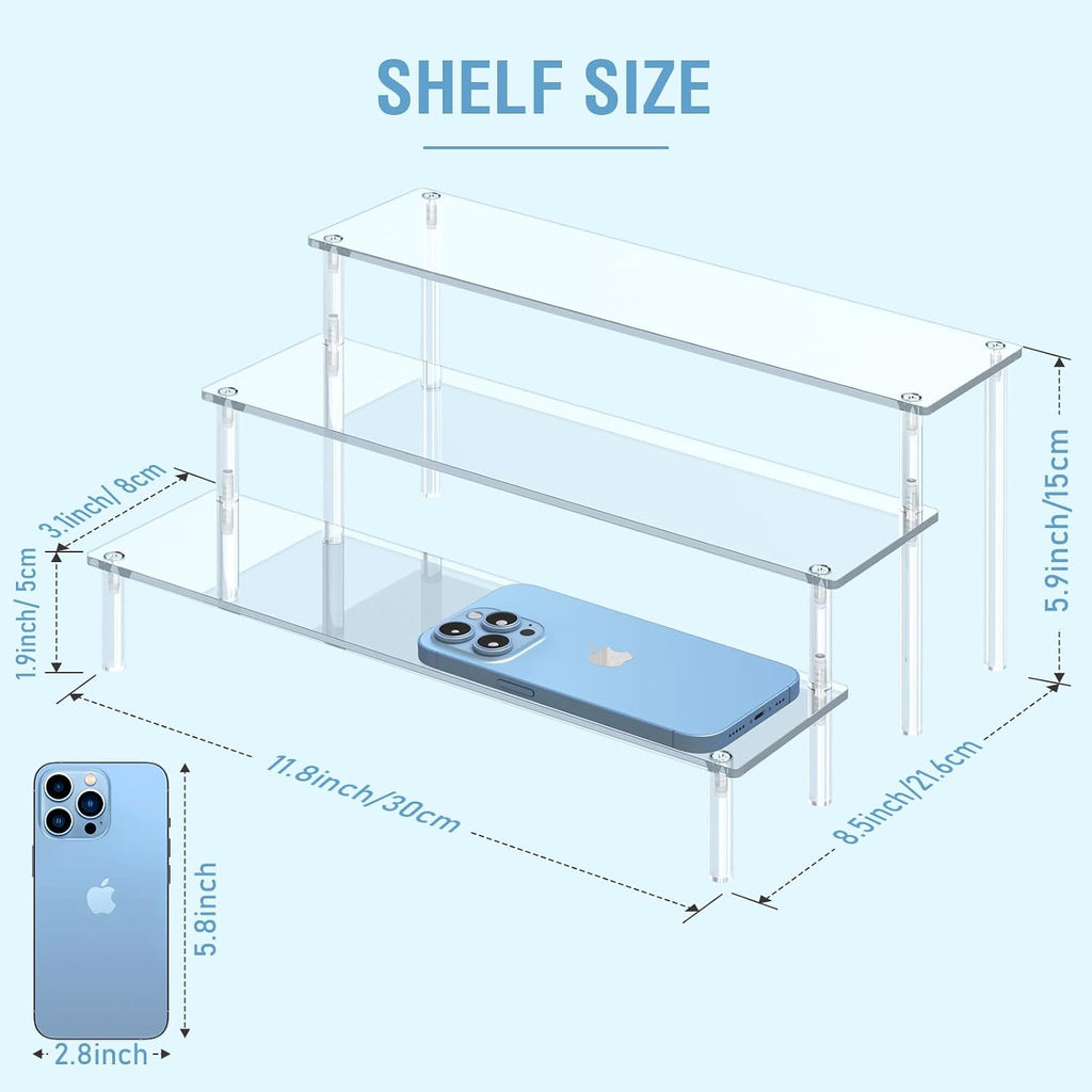 3 Tier Clear Acrylic Display Stand for Perfume, Cosmetics & Cupcakes