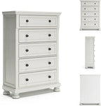 Signature Design by Ashley Robbinsdale Traditional 5 Drawer Chest, Antique White