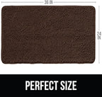 KANGAROO Bathroom Rugs, Chenille Soft Absorbent Bath Rug, Shaggy Shower Mat, Quick Dry Machine Wash Bathmat, Plush Carpet Mats for Tub, Bathtub and Room Home Decor Accessories, 36x24, Brown