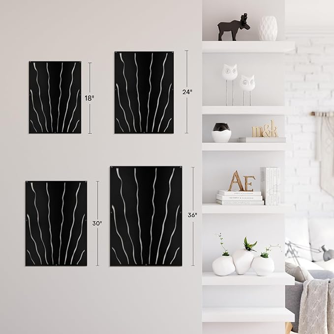 SIGNLEADER Metal Wall Art Decor Zebra Stripe Minimalist Modern Abstract Wall Sculpture Hangings Home Decoration for Living Room, Bedroom, Bathroom, Kitchen, Outdoor - 30" Black