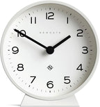 NEWGATE® M Mantel Echo Desk Clock | Modern Round Design | White | Easy to Read Numbers | Contemporary Style for Desk, Table, Shelf or Bedside