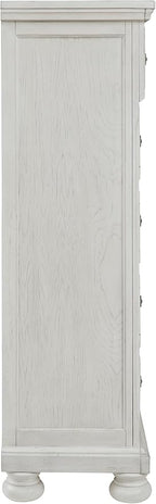 Signature Design by Ashley Robbinsdale Traditional 5 Drawer Chest, Antique White