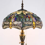 Tiffany Floor Lamp Stained Glass Lamp Standing Reading Light 16x16x70 Inch for Living Room (Amber Yellow Dragonfly)
