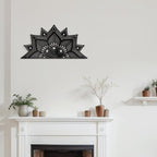 SIGNLEADER Metal Wall Art Decor Flower Minimalist Modern Abstract Wall Sculpture Hangings Home Decoration for Living Room, Bedroom, Bathroom, Kitchen, Outdoor - 18" Black
