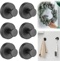 2026 Upgraded Suction Cup Hooks for Door Wreaths, Removable No Drill Wreath Hangers for Front Door, Reusable Hooks Holder for Glass Window Towel Shower Bathroom Kitchen (6, Black)