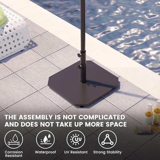 Sundale Outdoor Umbrella Base 40lbs with Stainless Steel Umbrella Tube, Heavy Duty Steel Umbrella Stand, Black