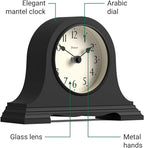 JONES CLOCKS® Speakeasy Mantel Clock | Classic Napoleon’s hat Design | Black | Contemporary Classic Style for Desk, Table, Shelf or Bedside