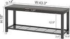 FOLUBAN Industrial Shoe Storage Bench for Entryway Hallway, Rustic Indoor Shoe Rack Bench Seat for Living Room Bedroom, 43.3 Inch Dark Gray