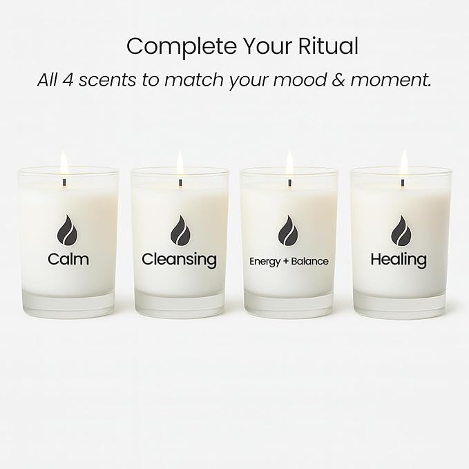 Natur IX Calming Soy Scented Candles for Women | Non Toxic Soy Candles for Home, Birthday, Christmas Gifts & Aromatherapy | Organic Essential Oil, 50 H Burning | Lavender, Basil & Jasmine, 8.5 oz