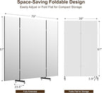 Full Length Stand Up Mirror on Wheels,79''×67'',Large Tri-Fold Floor Mirror with Stand,Movable 3-Way Full Length Standing Mirror for Gym, Dance Studio, Fitness Room, and Home (Black)