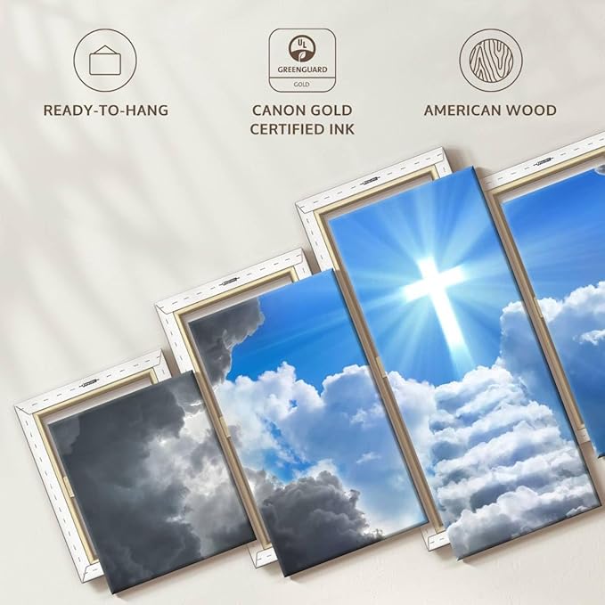 Elephant Stock Stairway To Jesus Christ Wall Art Multi Piece Canvas - 5 Panel Christian Pictures Decor - Digital Design Canvas Print - Christian Wall Decor - 80" X 36"