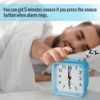 Small Battery Operated Analog Alarm Clock for Bathroom, Travel Clock, Quieter Bedrooms Desk Bedside Clocks for Kids Teen, Blue